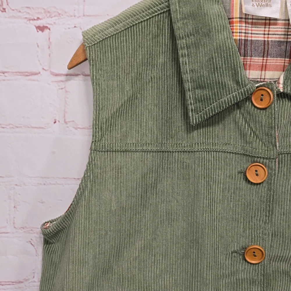 VTG Baxter & Wells Cotton Green Corduroy Fall Vest Womens Size Large - Picture 3 of 14